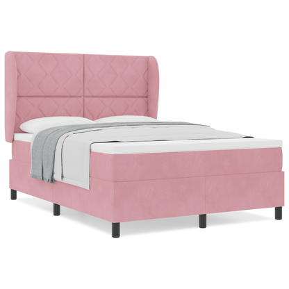 Boxspringbed met matras fluweel roze 160x200 cm