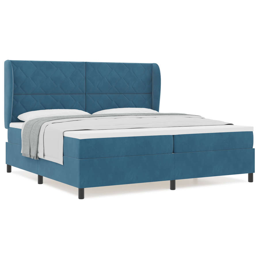 Boxspringbed met matras fluweel donkerblauw 200x200 cm