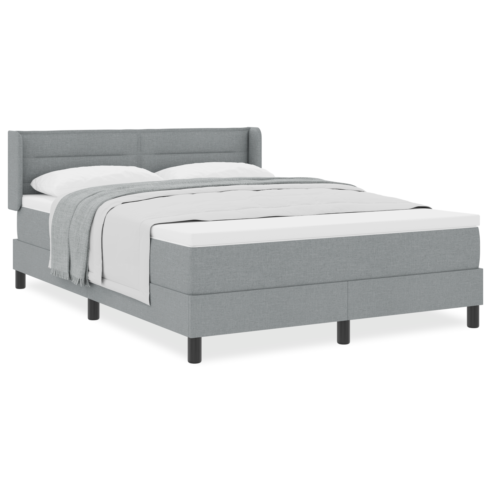 Boxspringbed met matras stof lichtgrijs 140x190 cm