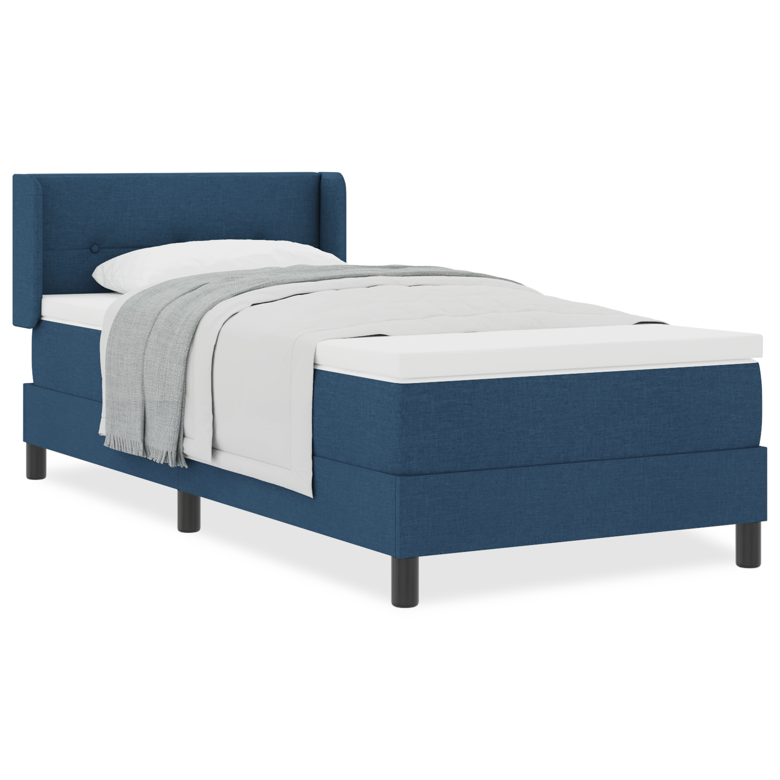 Boxspringbed met matras stof blauw 90x200 cm