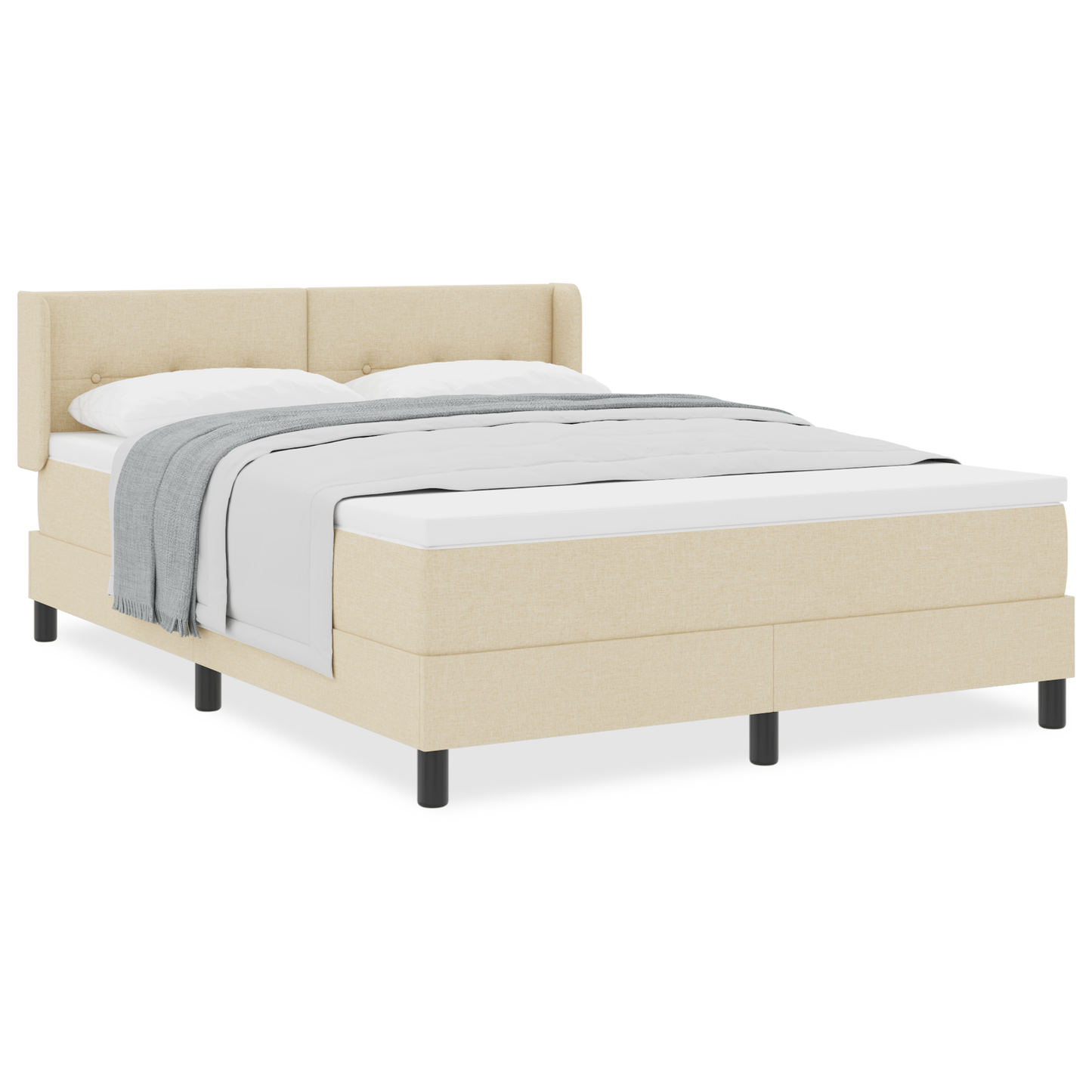 Boxspringbed met matras stof crèmekleurig 140x200 cm
