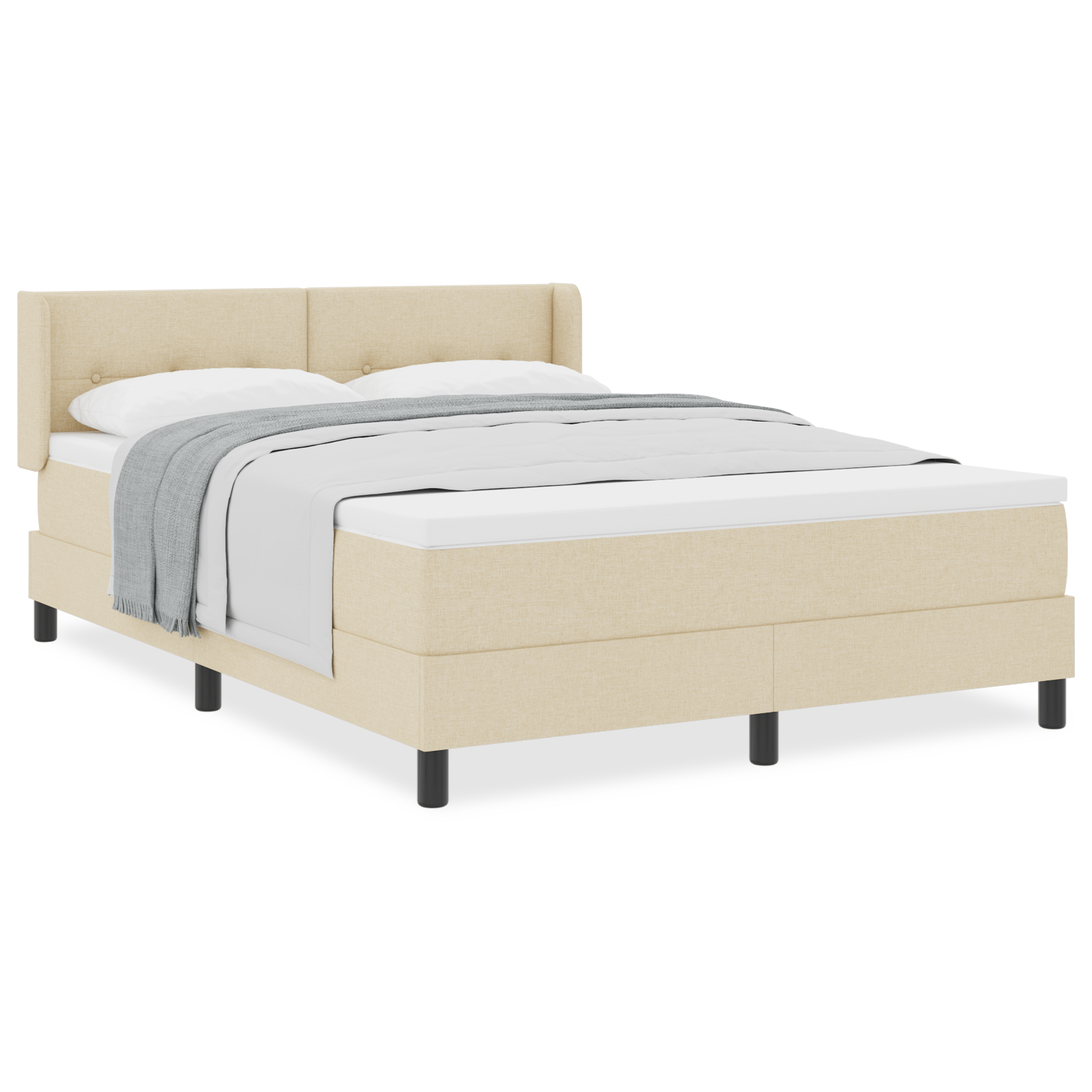 Boxspringbed met matras stof crèmekleurig 140x200 cm