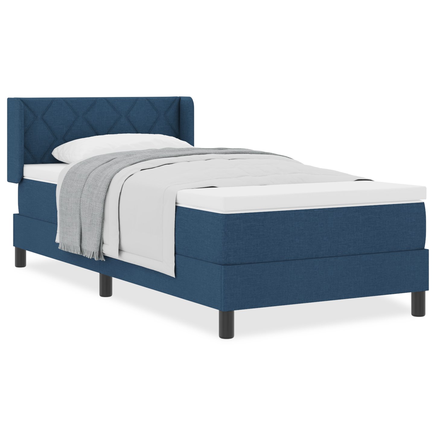 Boxspringbed met matras stof blauw 90x190 cm