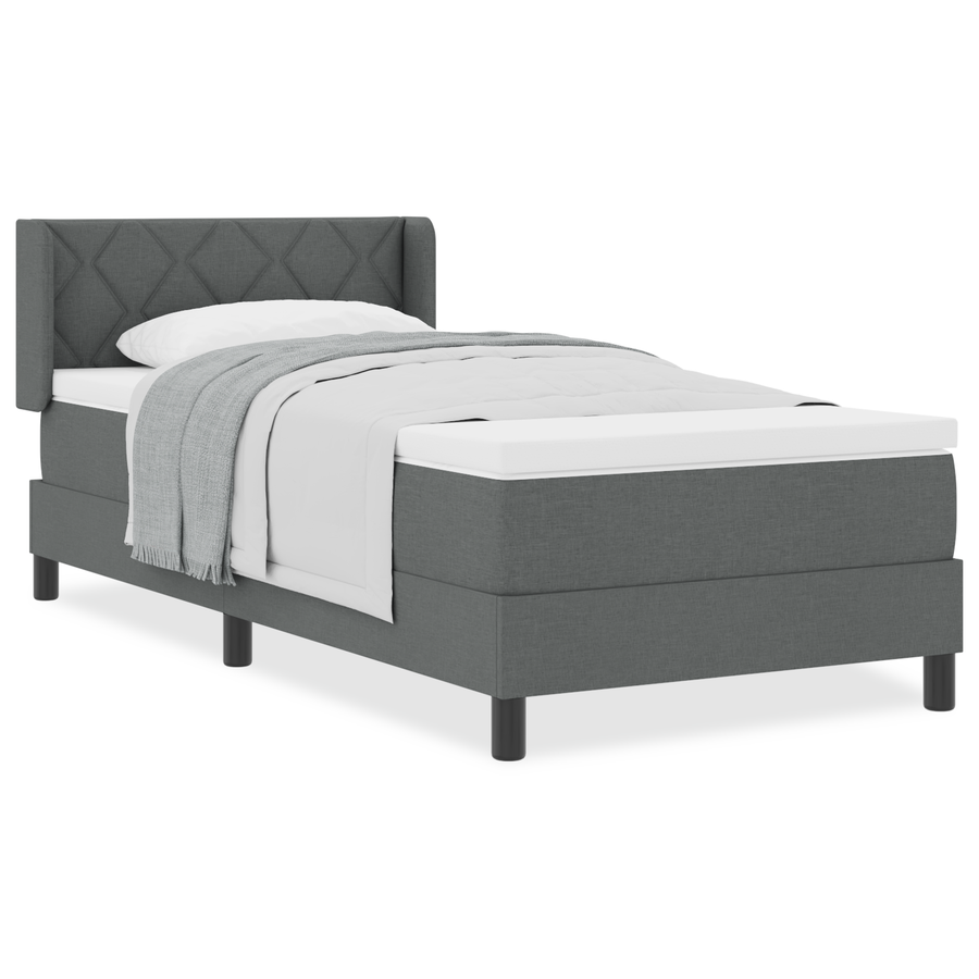 Boxspringbed met matras stof donkergrijs 90x200 cm