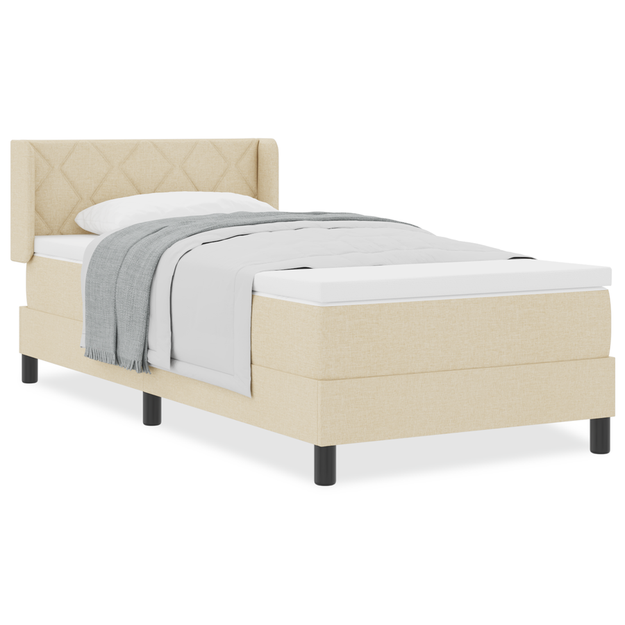 Boxspringbed met matras stof crèmekleurig 100x200 cm