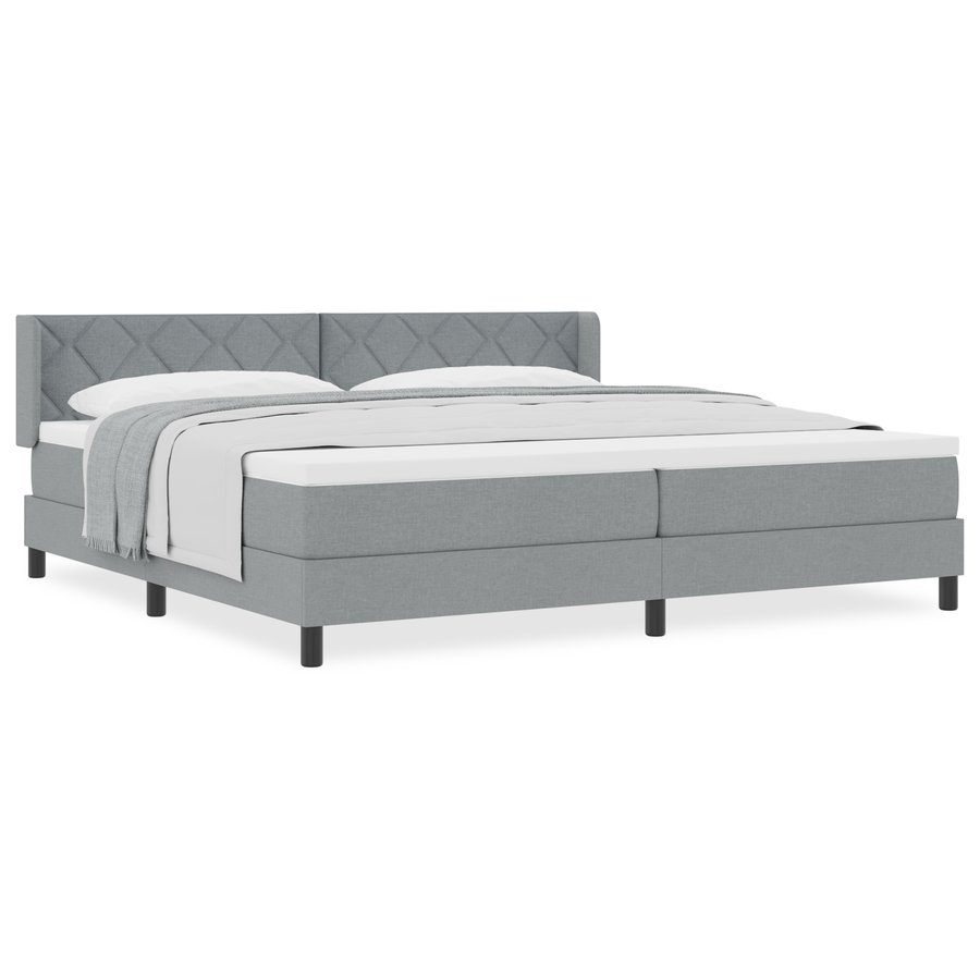Boxspringbed met matras stof lichtgrijs 200x200 cm