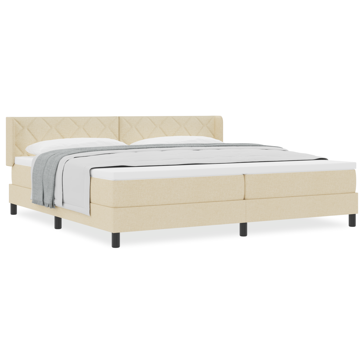 Boxspringsbed met matras stof crèmekleurig 200x200 cm