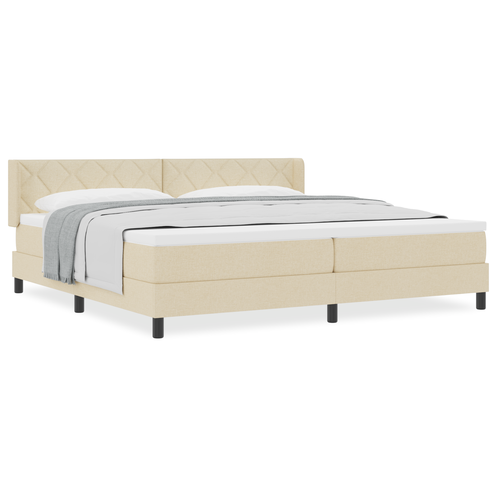Boxspringsbed met matras stof crèmekleurig 200x200 cm