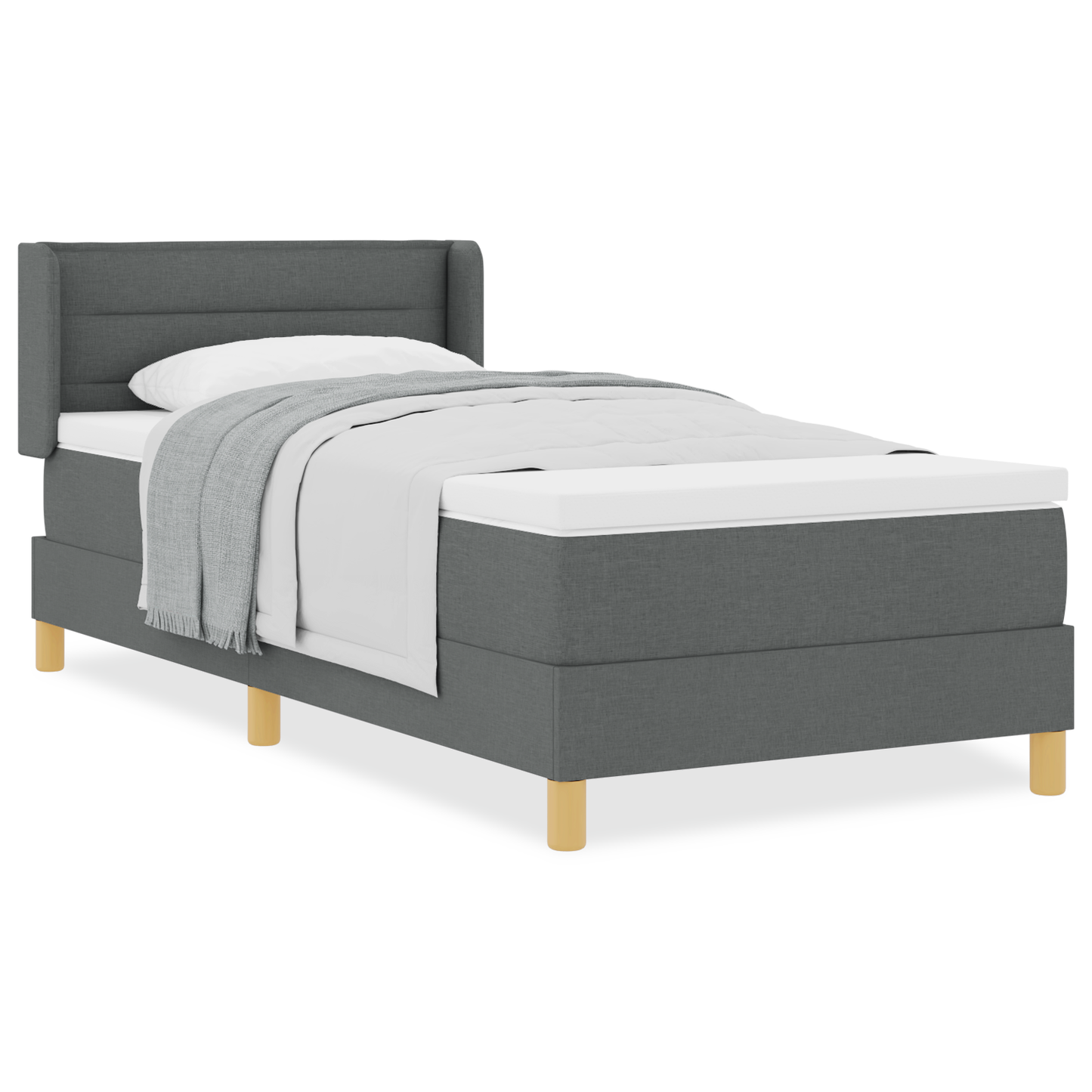 Boxspringbed met matras stof donkergrijs 90x190 cm