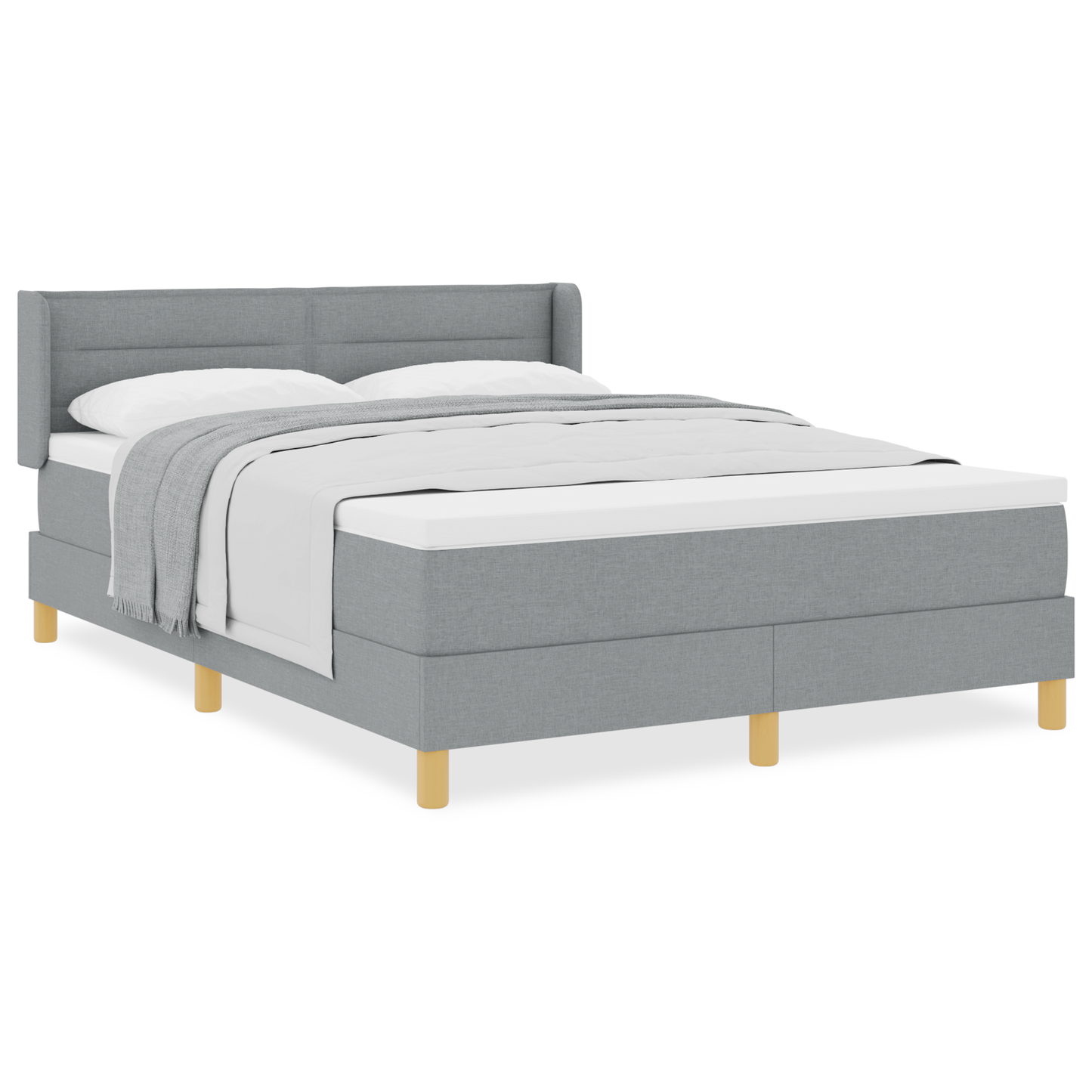 Boxspringbed met matras stof lichtgrijs 140x200 cm
