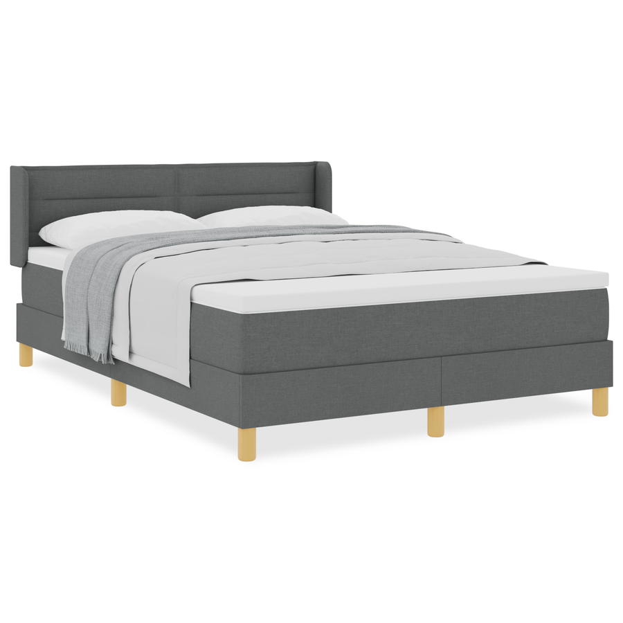 Boxspringbed met matras stof donkergrijs 140x200 cm