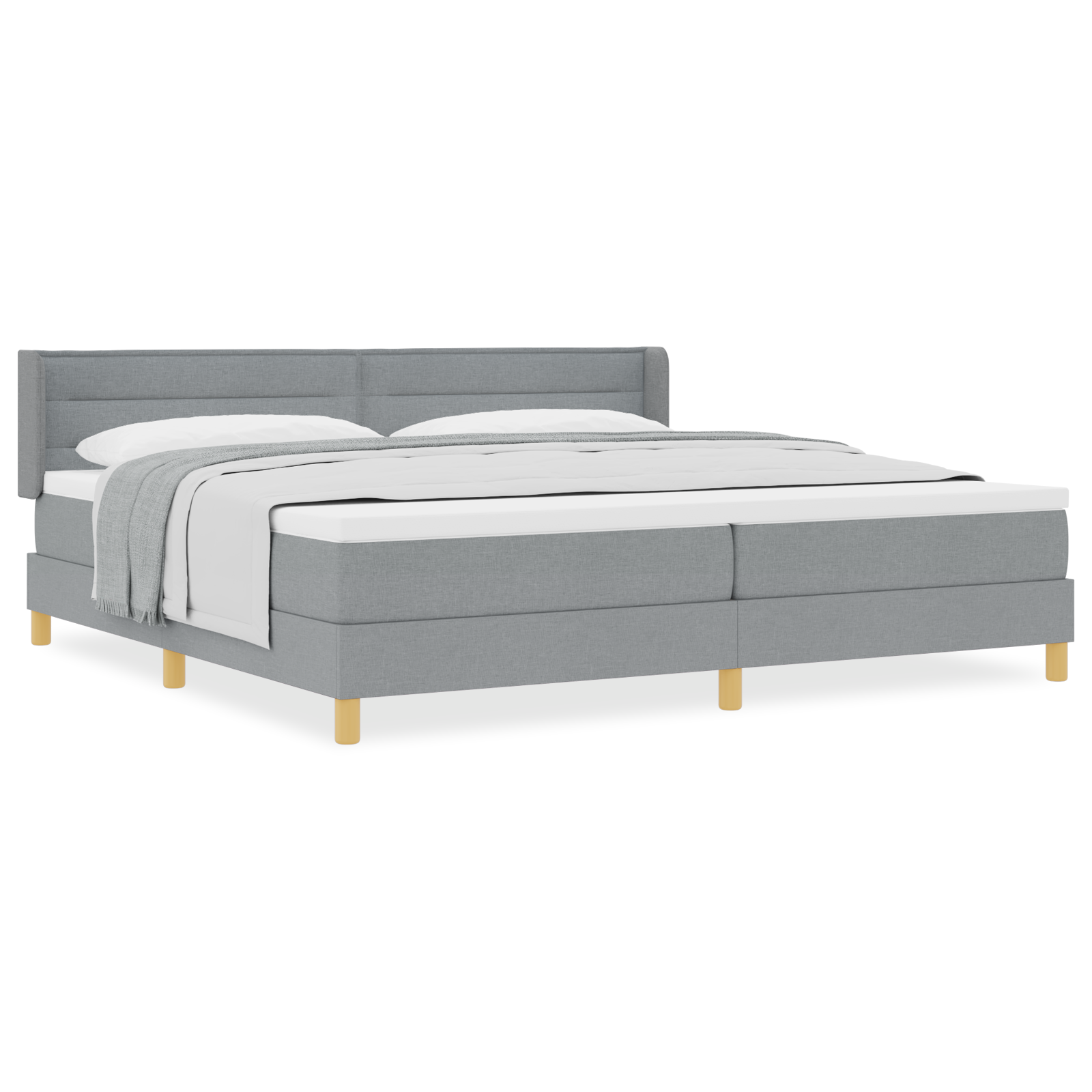 Boxspringbed met matras stof lichtgrijs 200x200 cm