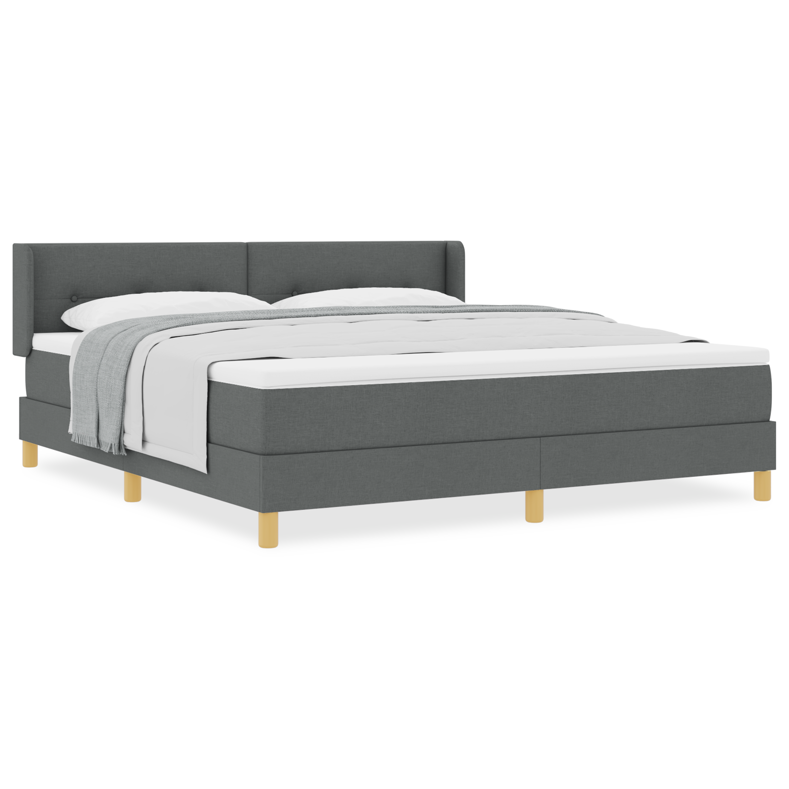 Boxspringbed met matras stof donkergrijs 180x200 cm