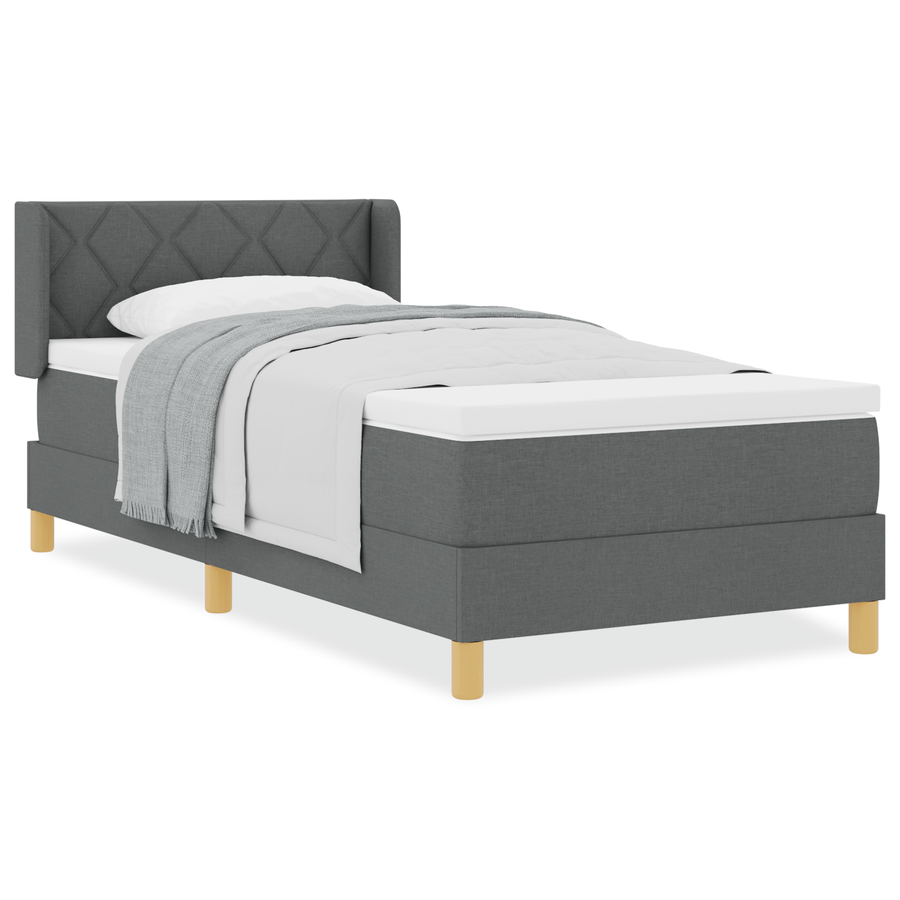 Boxspringbed met matras stof donkergrijs 90x200 cm