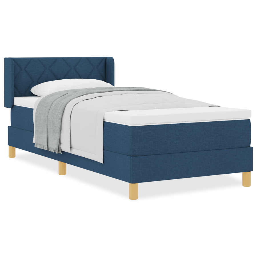 Boxspringbed met matras stof blauw 90x200 cm