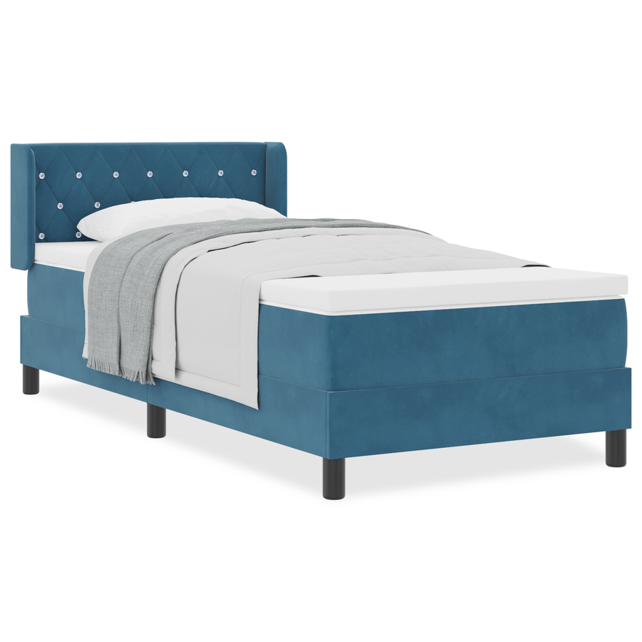 Boxspringbed met matras fluweel donkerblauw 90x190 cm