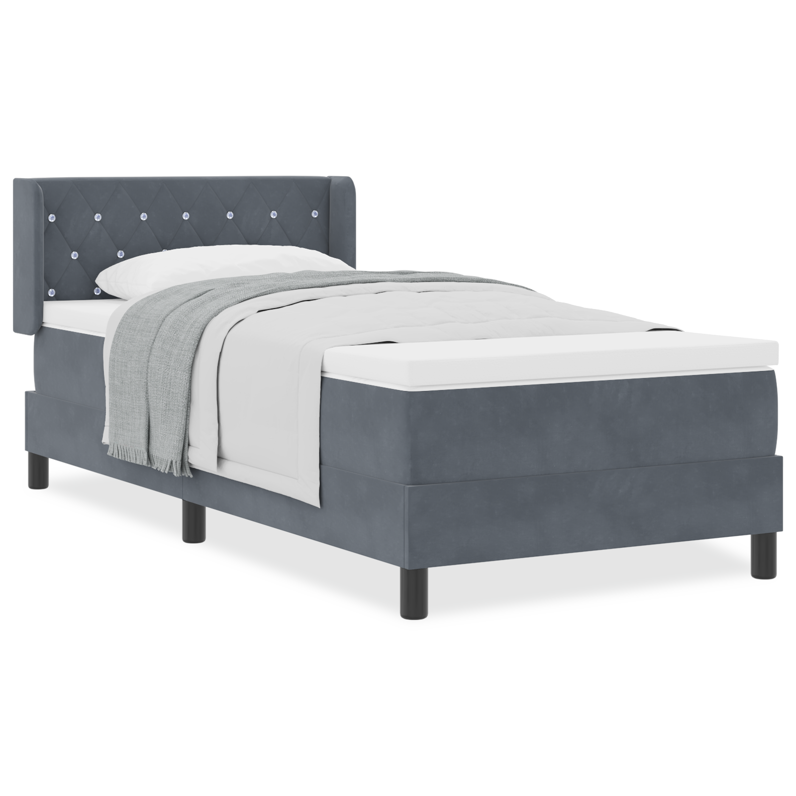 Boxspringbed met matras fluweel donkergrijs 90x200 cm
