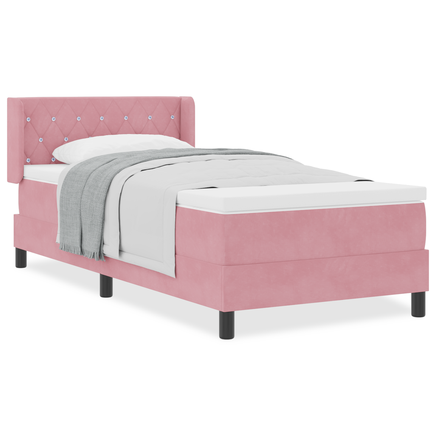 Boxspringbed met matras fluweel roze 100x200 cm