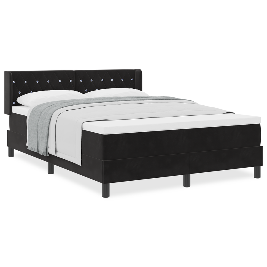 Boxspringbed met matras fluweel zwart 140x190 cm