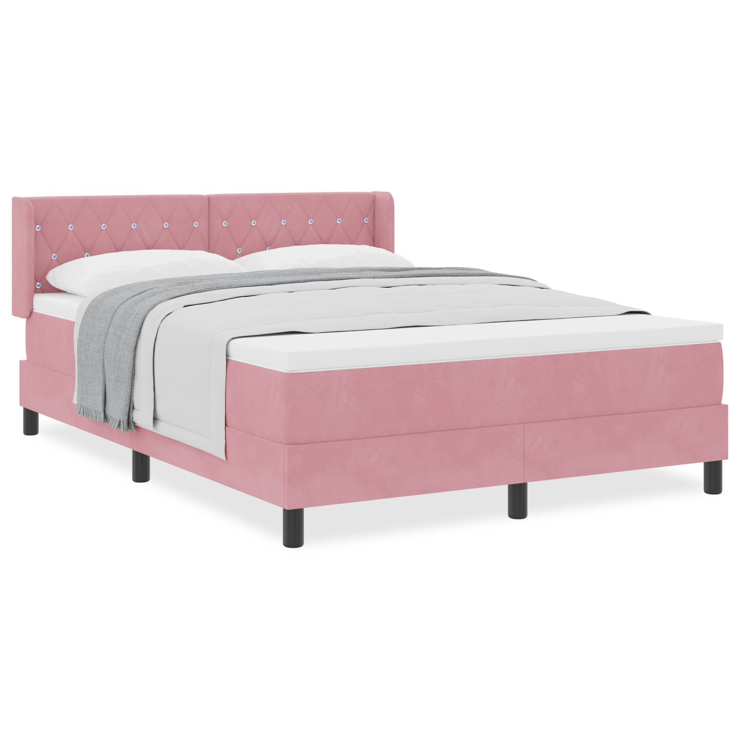 Boxspringbed met matras fluweel roze 140x190 cm