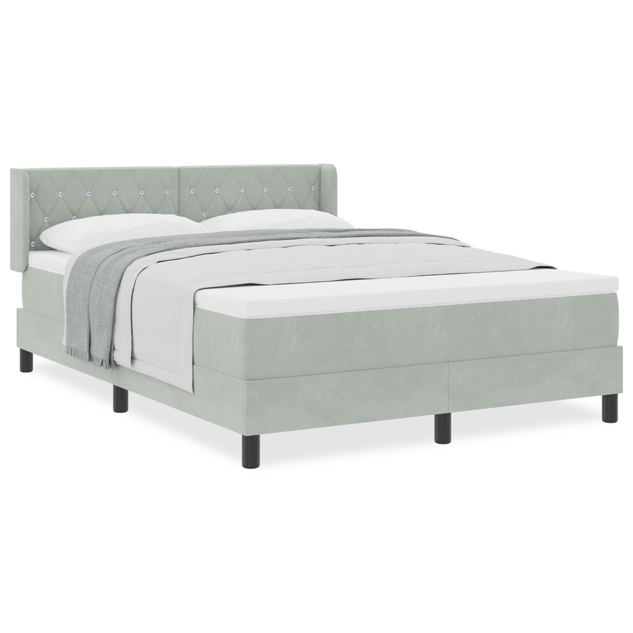 Boxspringbed met matras fluweel lichtgrijs 160x200 cm
