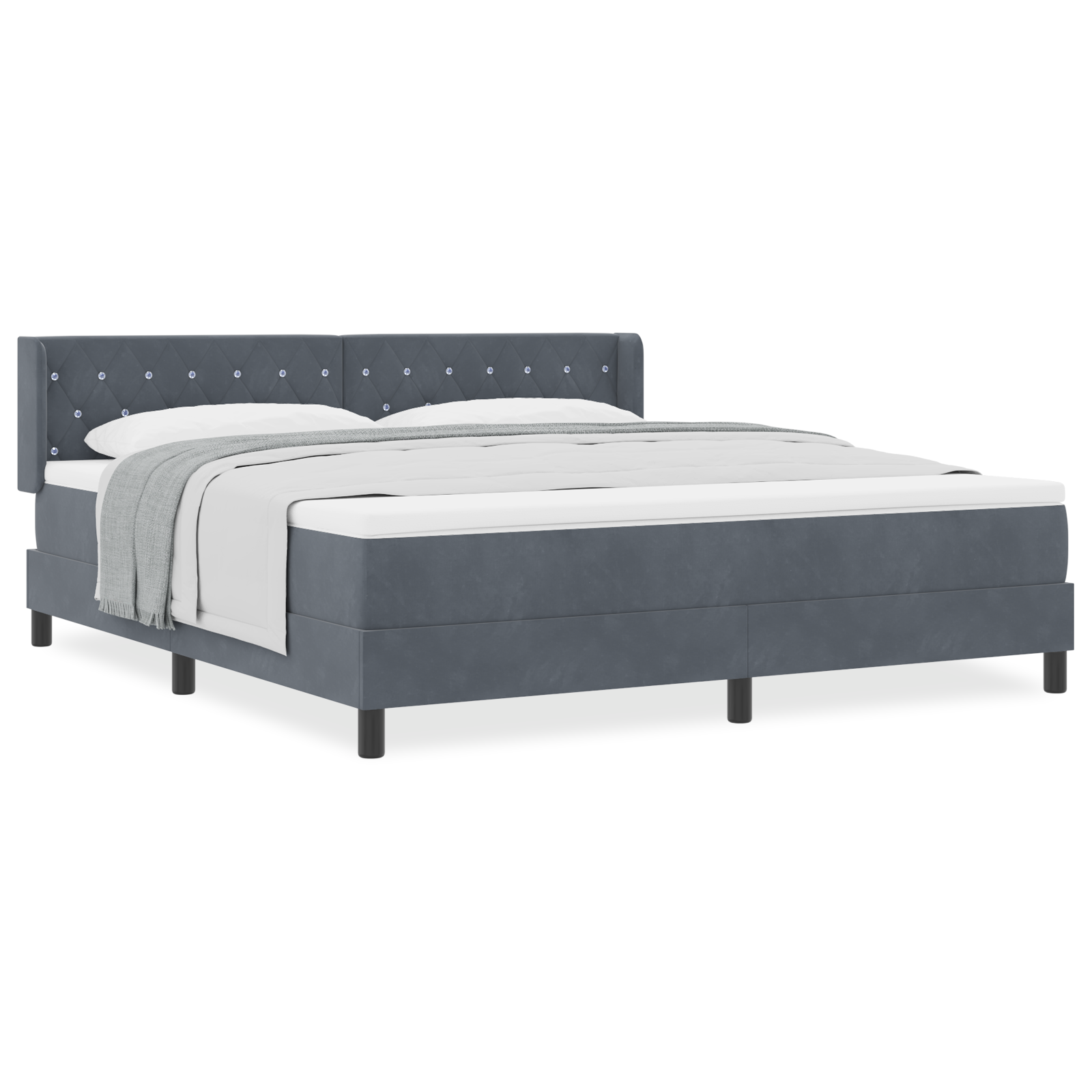 Boxspringbed met Matras Donkergrijs 180x200 cm Fluweel
