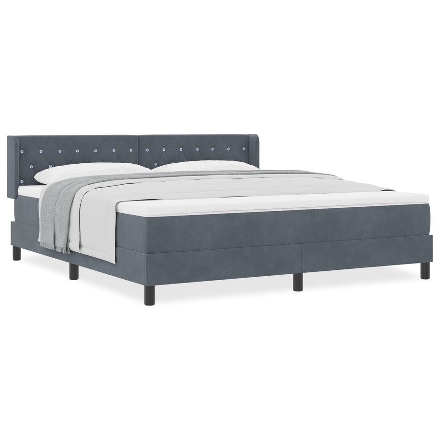 Boxspringbed met Matras Donkergrijs 180x200 cm Fluweel