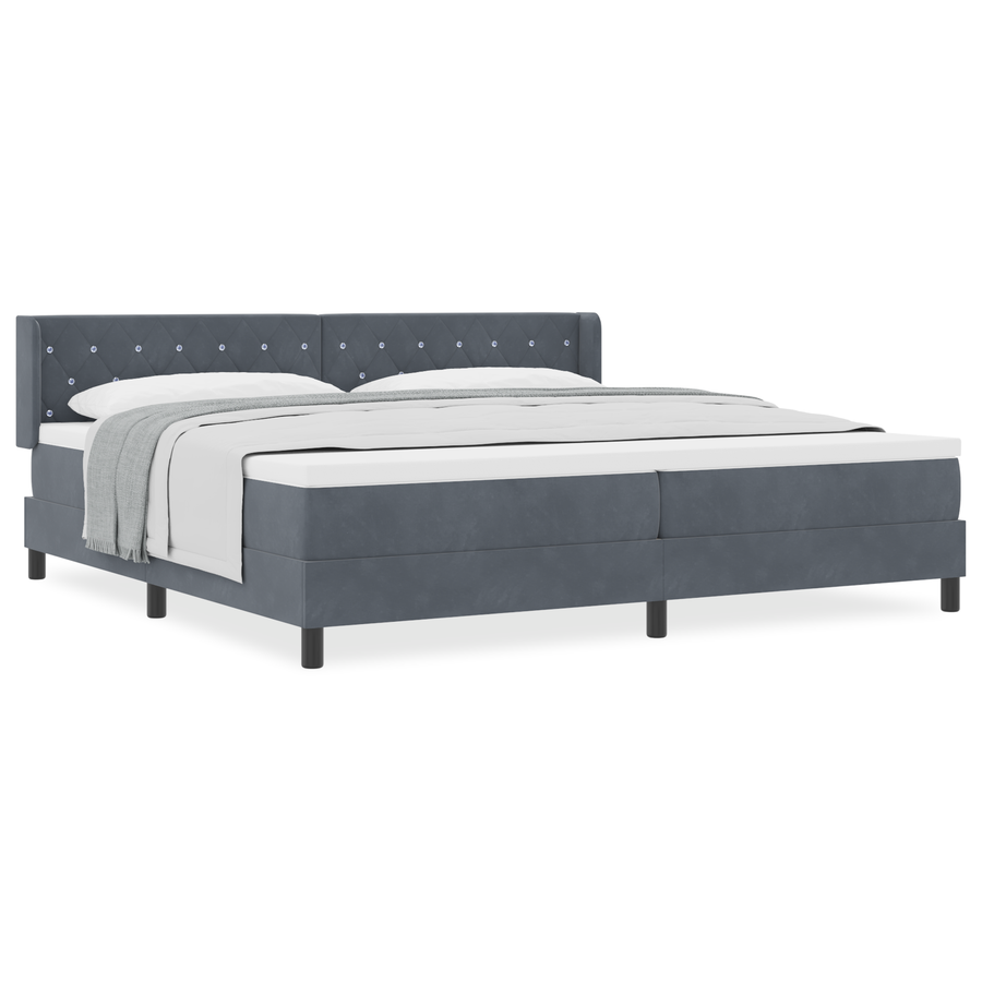 Boxspringbed met matras fluweel donkergrijs 200x200 cm