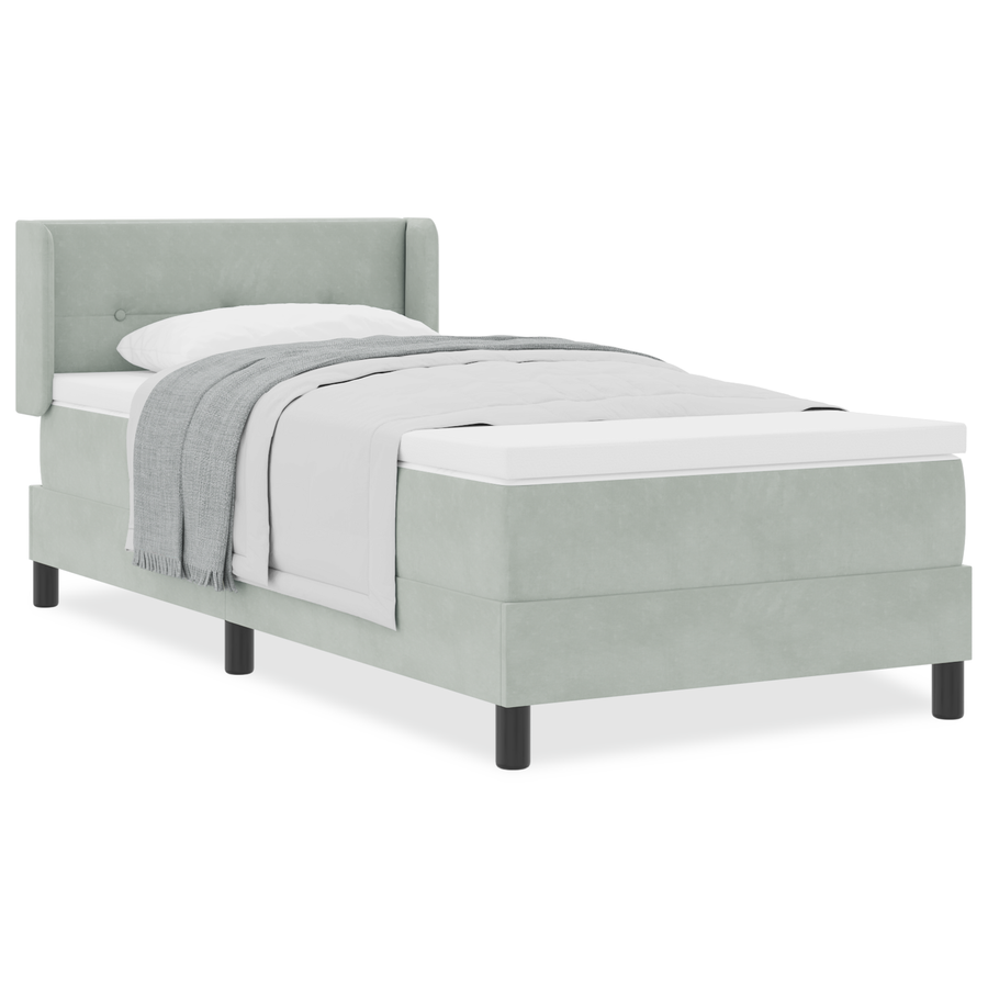 Boxspringbed met matras fluweel lichtgrijs 90x200 cm
