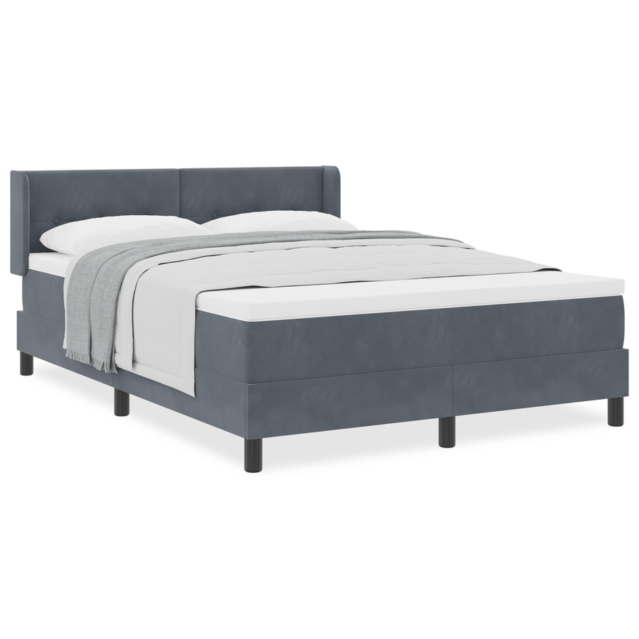 Boxspringbed met matras fluweel donkergrijs 160x200 cm