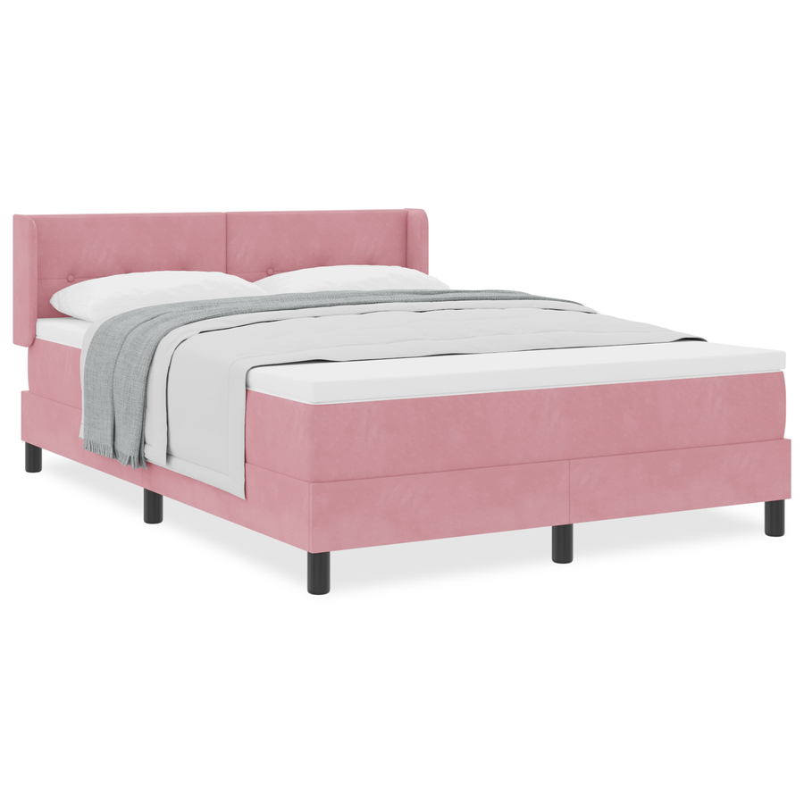 Boxspringbed met matras fluweel roze 160x200 cm
