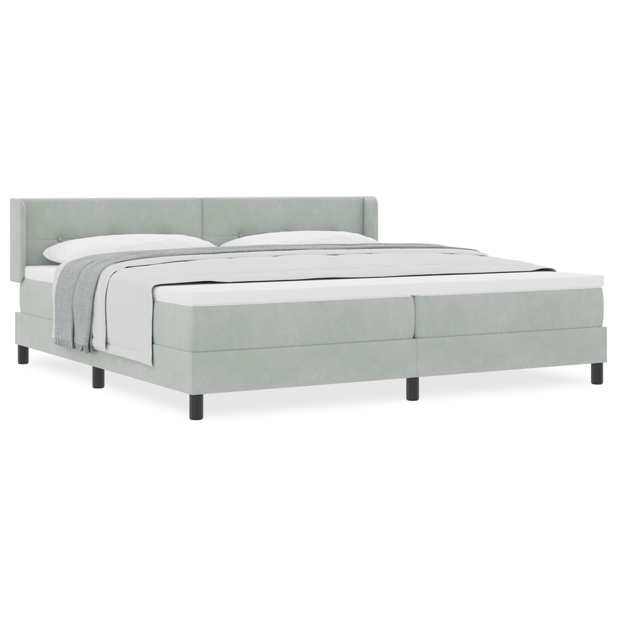 Boxspringbed met matras fluweel lichtgrijs 200x200 cm