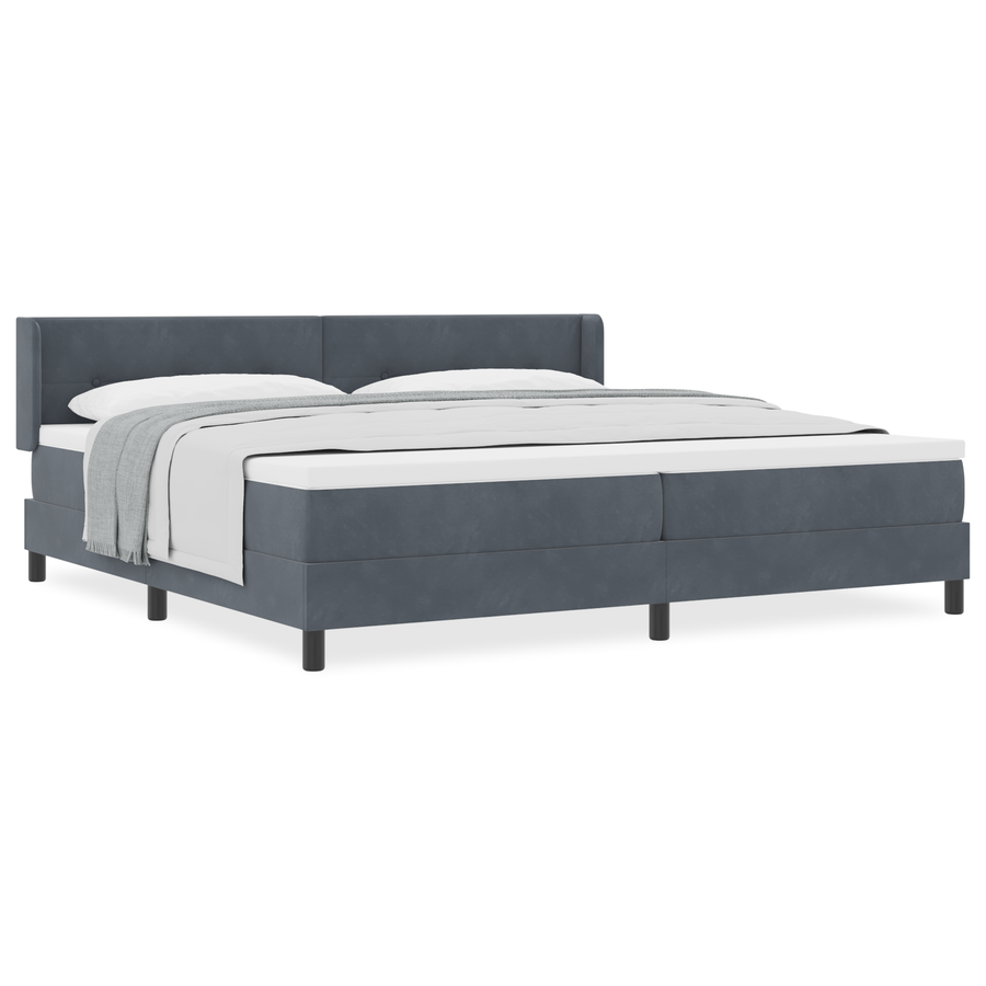 Boxspringbed met matras fluweel donkergrijs 200x200 cm