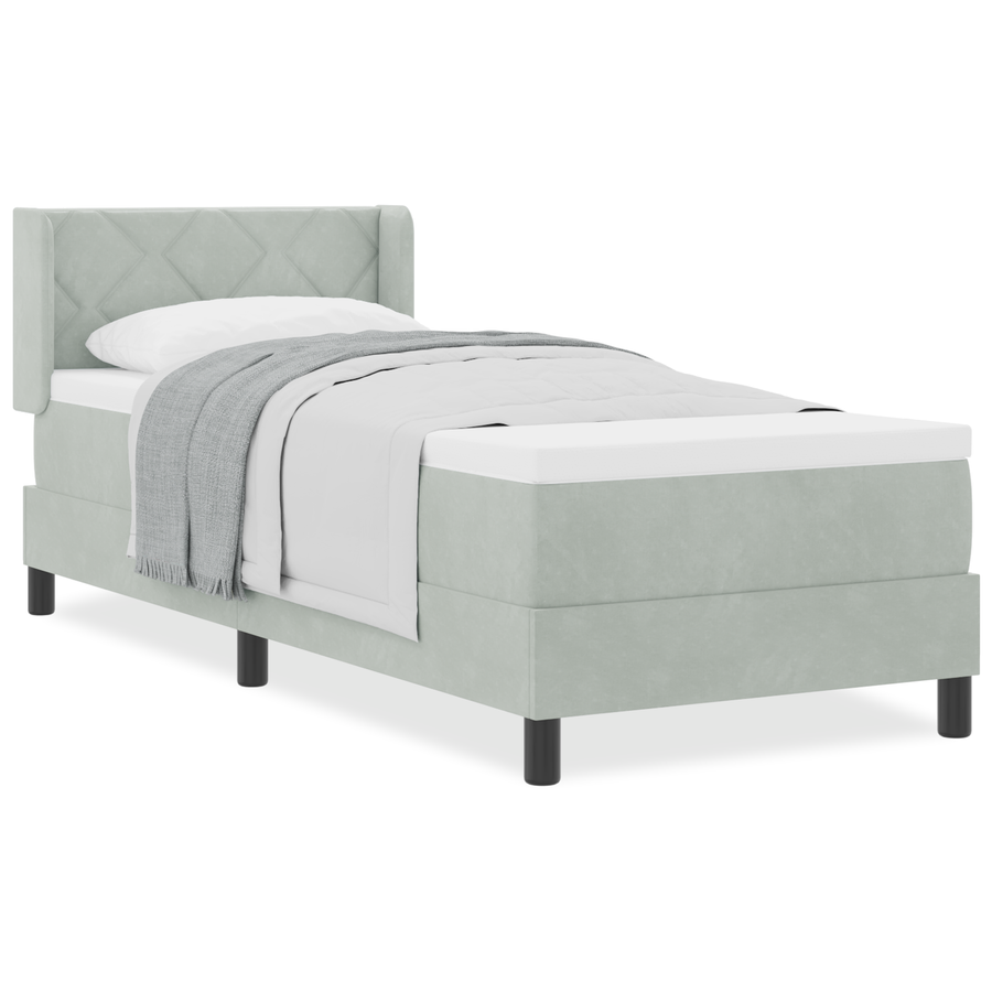Boxspringbed met matras fluweel lichtgrijs 80x200 cm