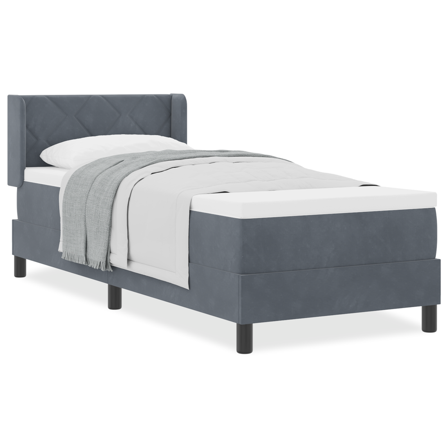 Boxspringbed met matras fluweel donkergrijs 80x200 cm