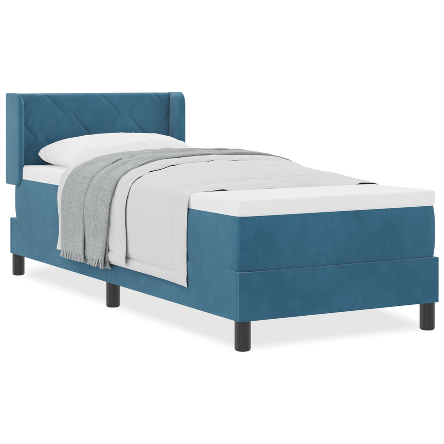 Boxspringbed met matras fluweel donkerblauw 80x200 cm