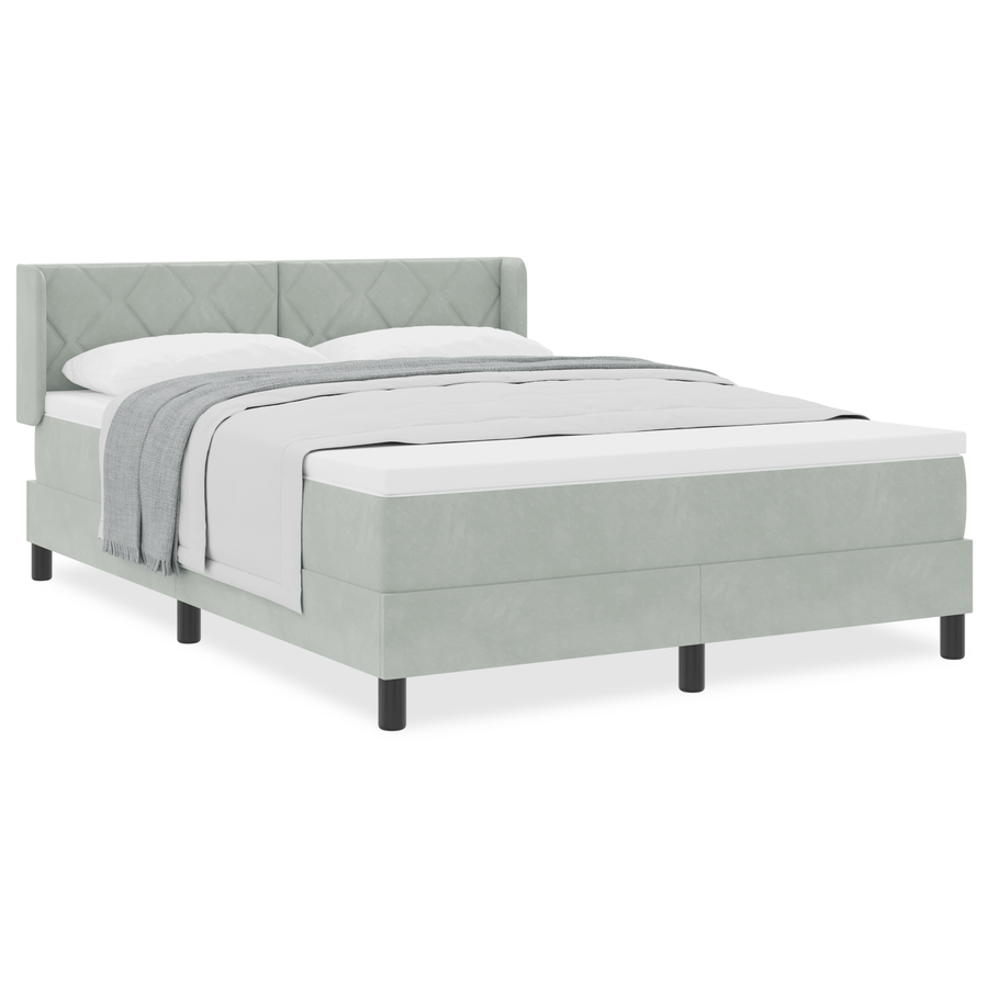 Boxspringbed met matras fluweel lichtgrijs 140x200 cm