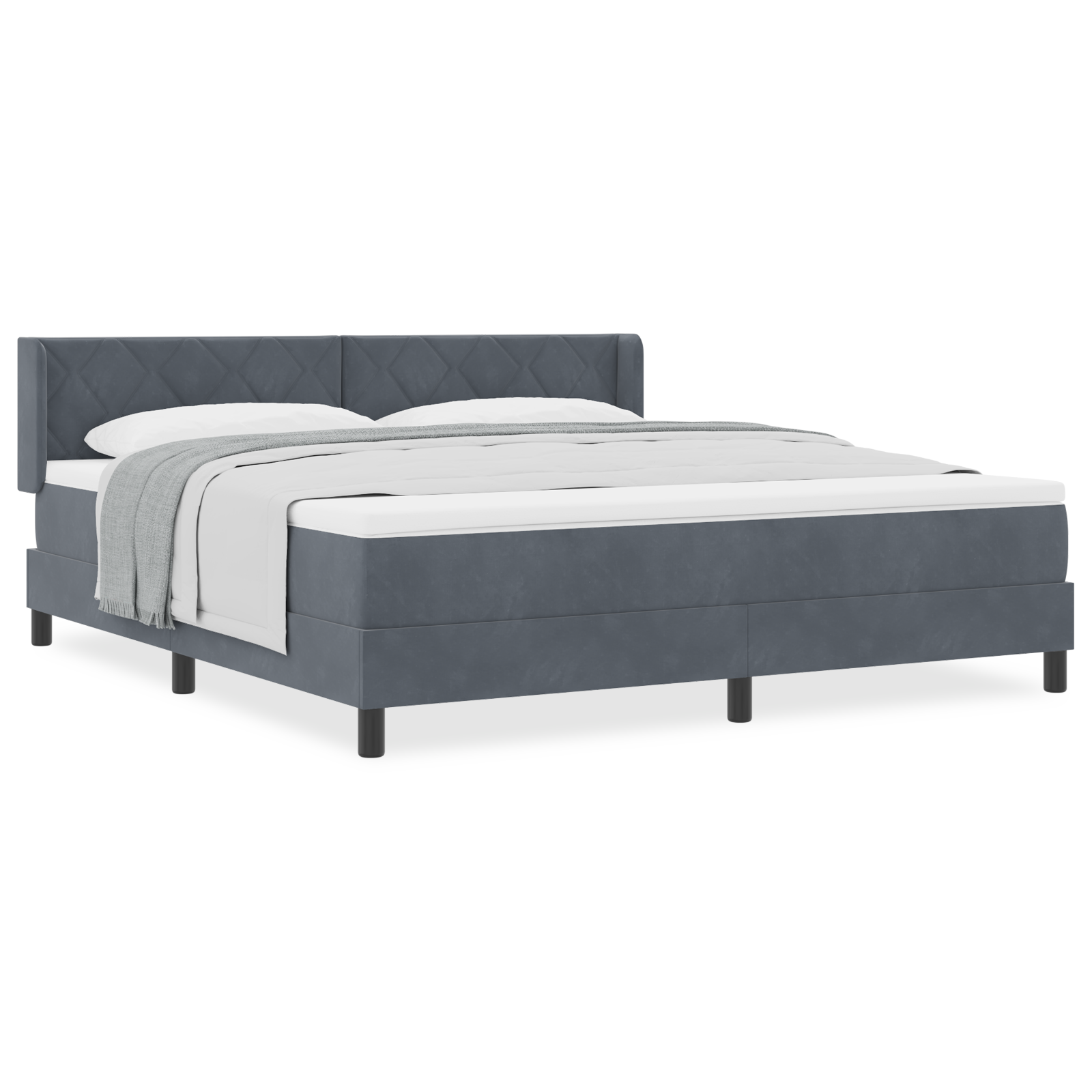 Boxspringbed met matras fluweel donkergrijs 180x200 cm