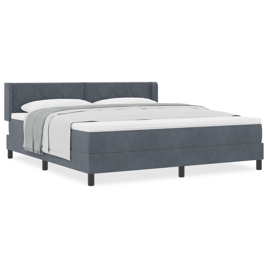 Boxspringbed met matras fluweel donkergrijs 180x200 cm