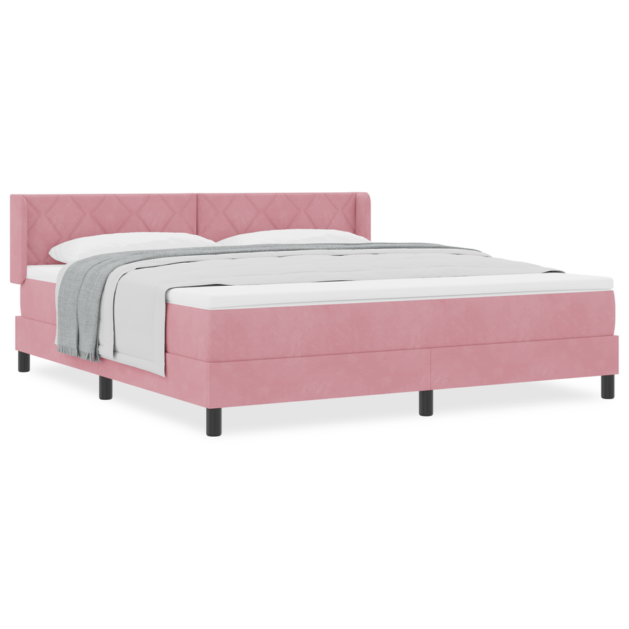 Boxspringbed met matras fluweel roze 180x200 cm