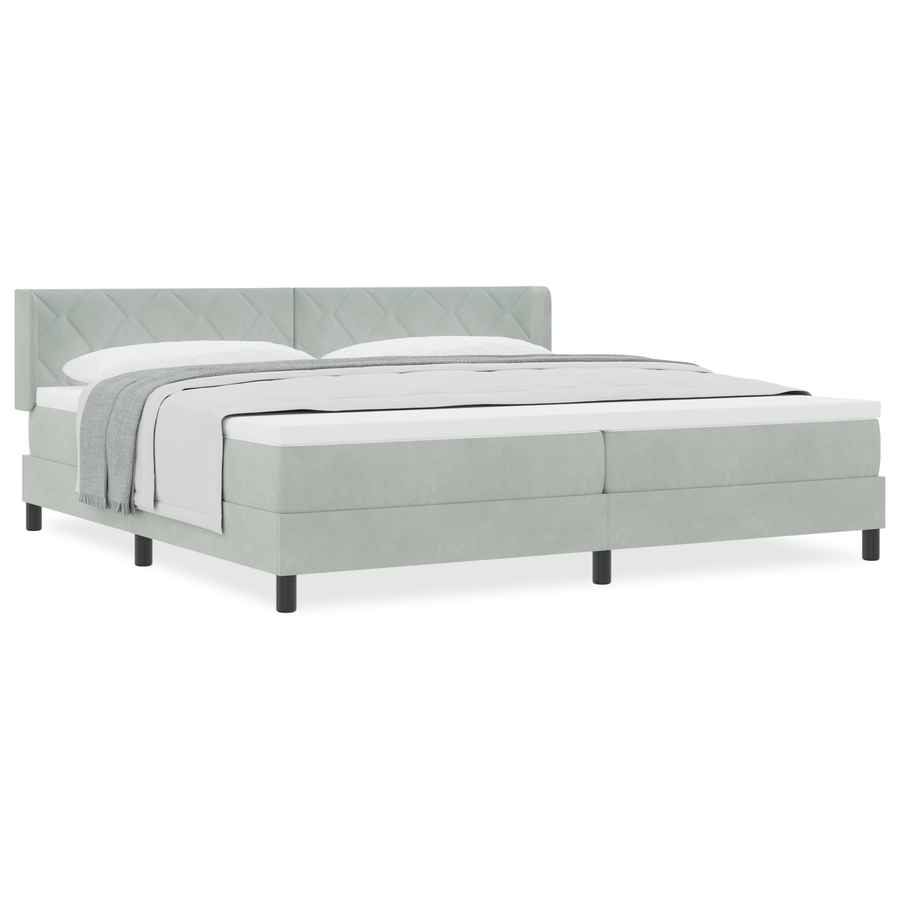 Boxspringbed met matras fluweel lichtgrijs 200x200 cm