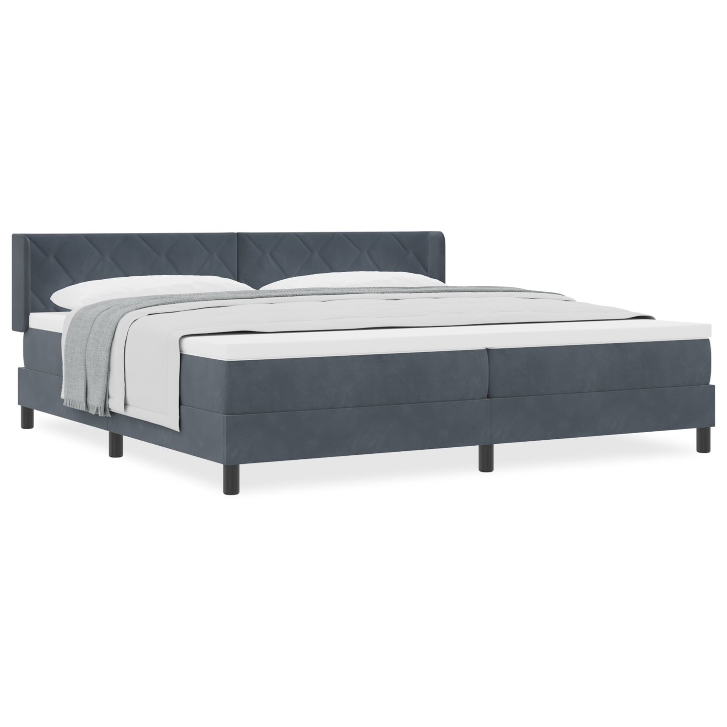 Boxspringbed met matras fluweel donkergrijs 200x200 cm