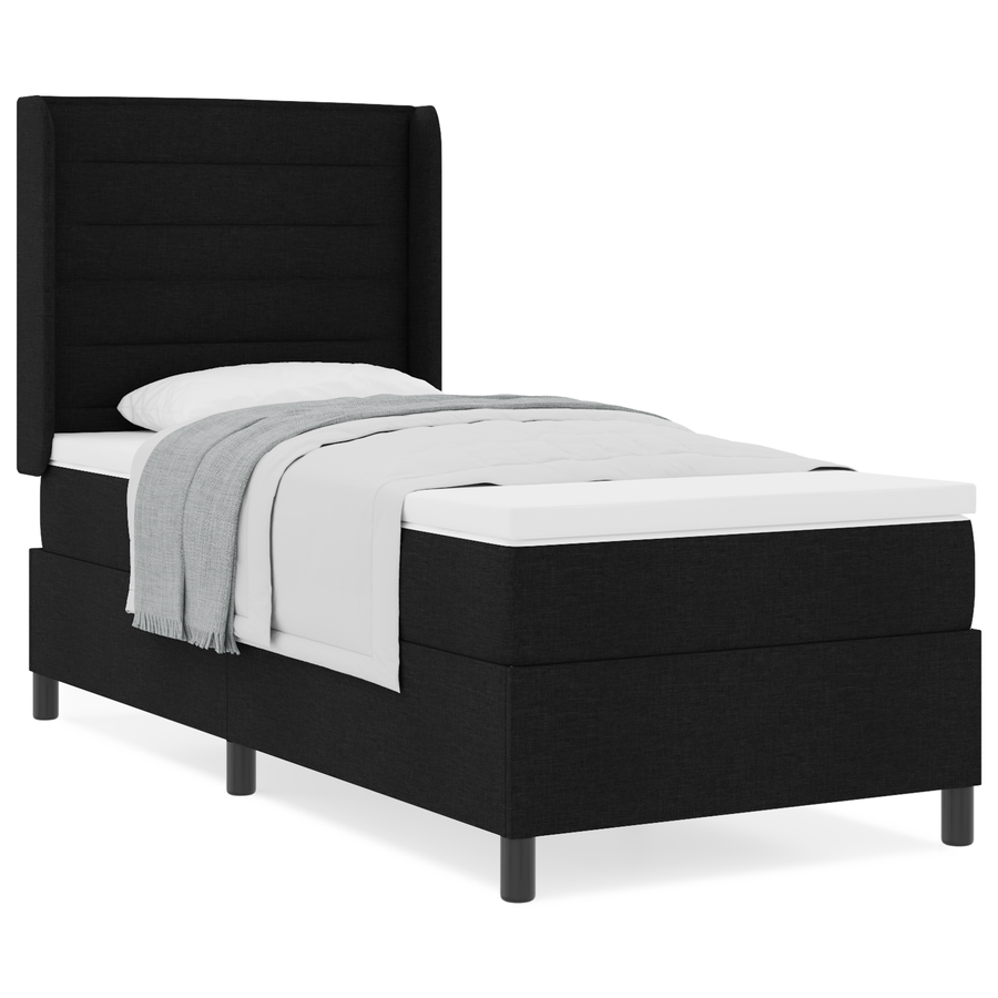 Boxspringbed met matras stof zwart 90x190 cm