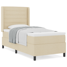 Boxspringbed met matras stof crèmekleurig 90x190 cm