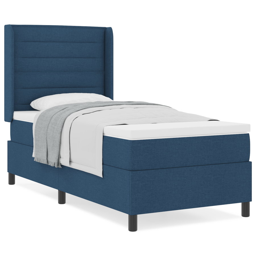 Boxspringbed met matras stof blauw 90x190 cm