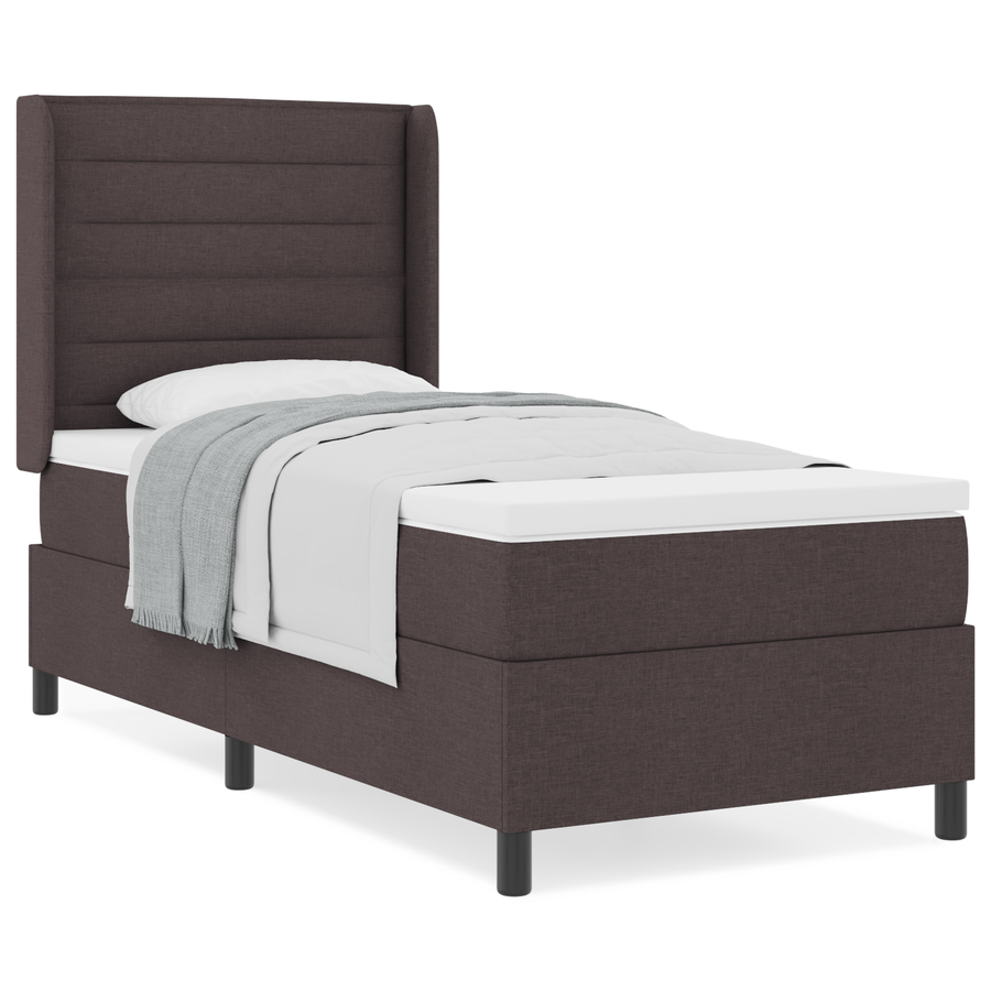Boxspringbed met matras stof donkerbruin 90x200 cm