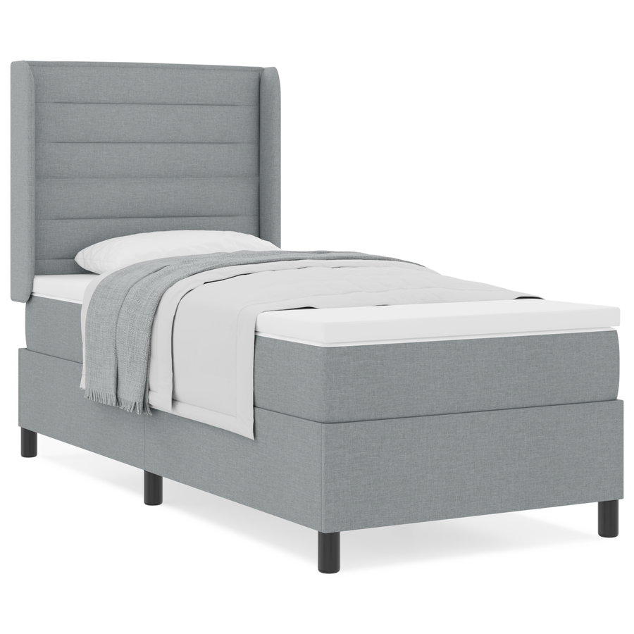 Boxspringbed met matras stof lichtgrijs 100x200 cm