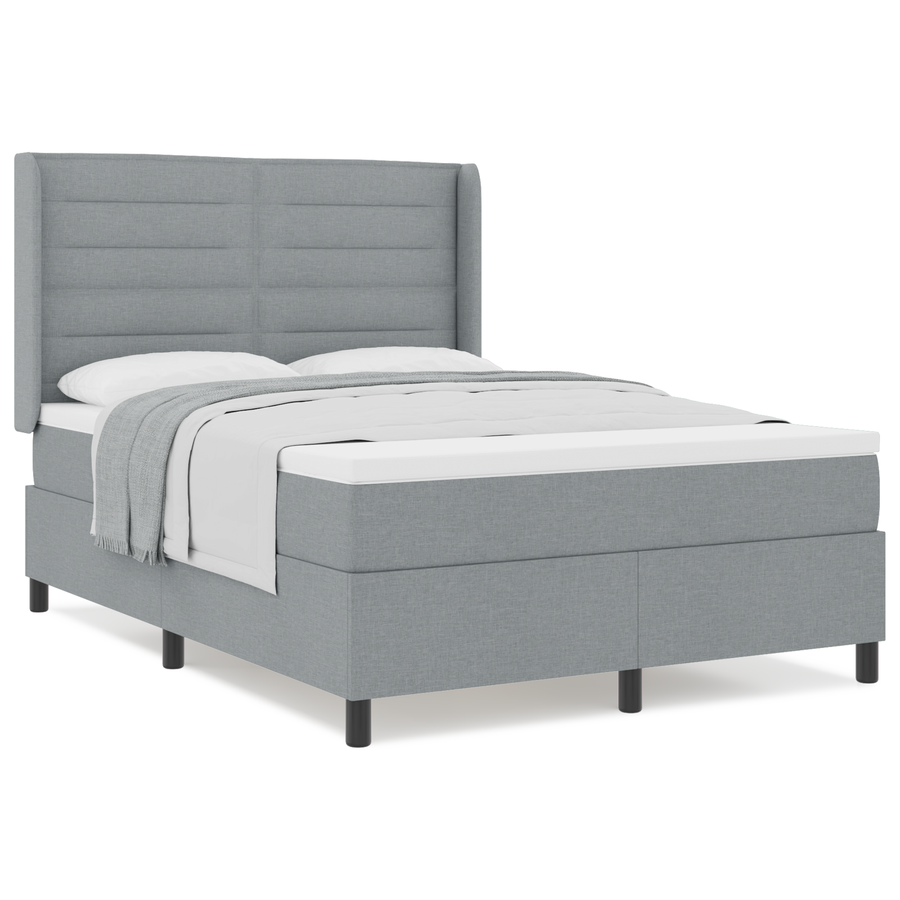 Boxspring Bed met Mattres Lichtgrijs 140x190 cm Stof