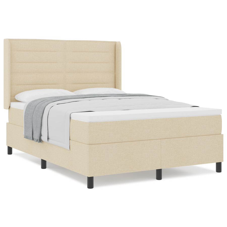 Boxspring Bed met Matras Crème 140x190 cm Stof