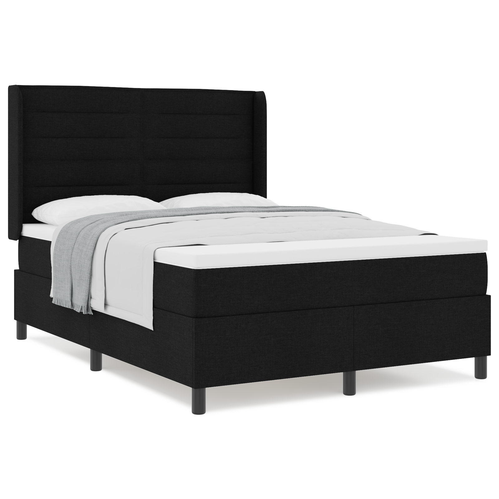 Boxspringbed met matras stof zwart 140x200 cm